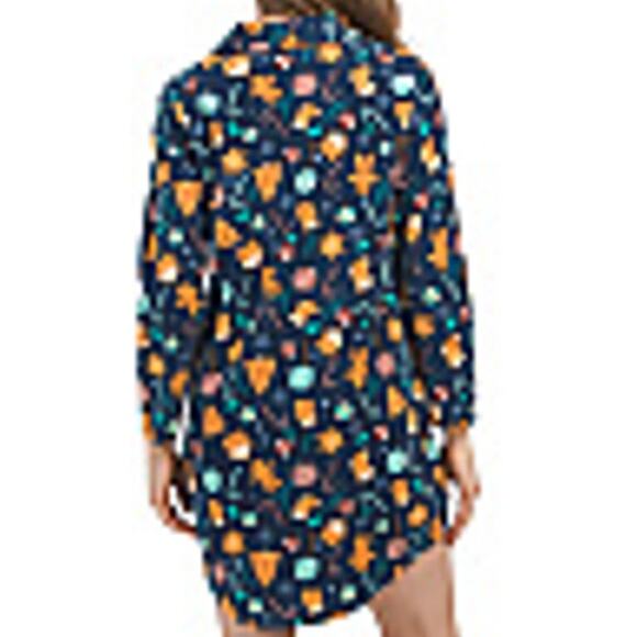 INK + IVY NWT Fleece Holiday Christmas Cookie Button Down Notch Sleep Shirt PJ L - Picture 2 of 7